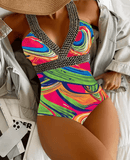 2025 Sexy Strappy One-Piece Swimsuit for Women – Push-Up Monokini, Backless, Hollow-Out Design, Summer Swimwear