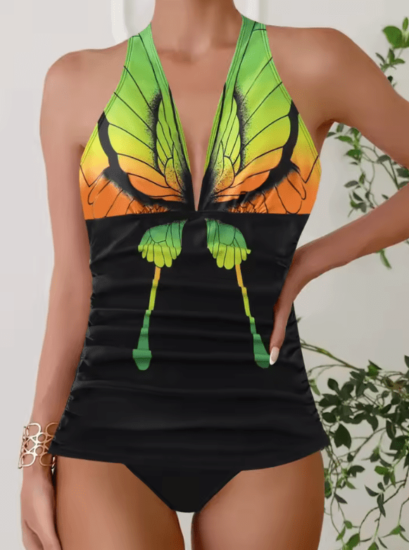 2025 Plus Size One-Piece Swimsuit for Women – Printed Design, Fashionable & Flattering Swimwear
