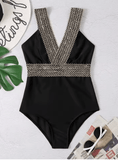 2025 Solid V-Neck One-Piece Swimsuit – Sexy Padded Monokini for Women, Summer Beachwear