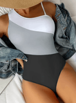 2025 Colorblock One-Shoulder Cut-Out Swimsuit – Sexy One-Piece Swimwear for Women, Summer Beachwear