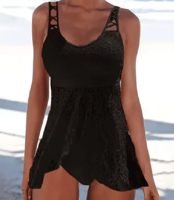 Elegant High-Waist Bikini for Women – Sexy Mesh Tankini with Split Design