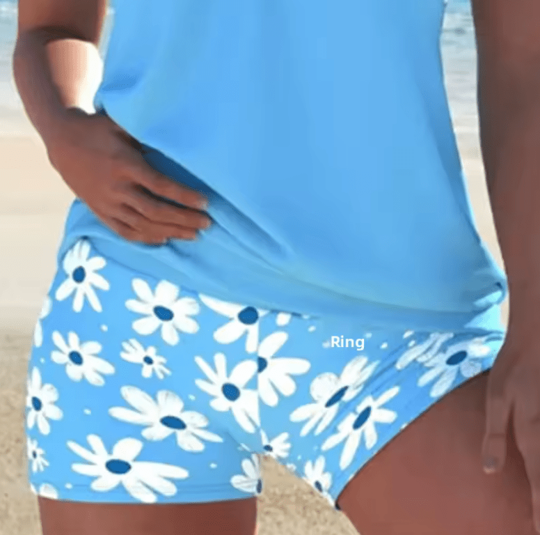 Sporty Plus Size Tankini Set for Women – Printed Two-Piece Swimsuit 2025