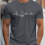 Men’s 100% Cotton Loose Fit T-Shirt – Plus Size Summer Tee with Moon Print – Soft Breathable Short Sleeve Casual Top – Round Neck Comfortable Streetwear Style