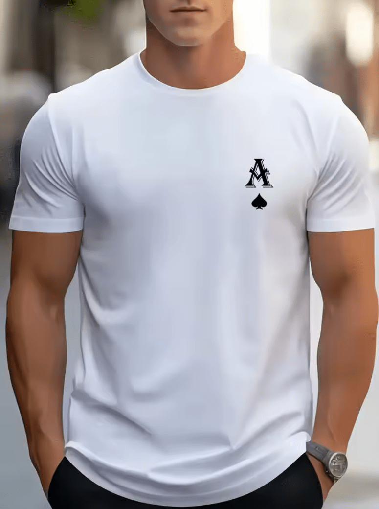 Men’s Mesh T-Shirt with Ace of Spades Print – Quick-Dry Summer Fashion Tee – Lightweight Breathable Short Sleeve Top – Cool Streetwear Style