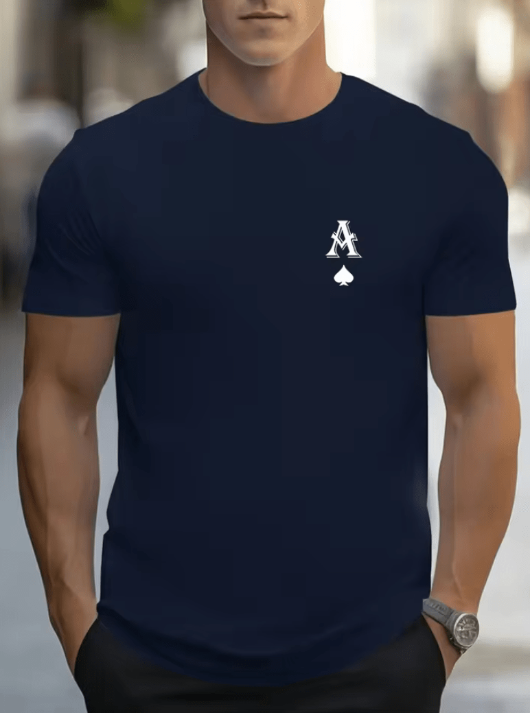 Men’s Mesh T-Shirt with Ace of Spades Print – Quick-Dry Summer Fashion Tee – Lightweight Breathable Short Sleeve Top – Cool Streetwear Style