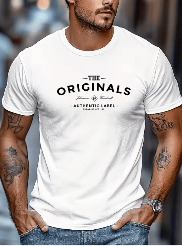 Men’s Cotton Sport T-Shirt – Breathable “The Originals” Letter Print Tee – Casual Summer Streetwear Short Sleeve Top – Fashion Leisure Brand Style