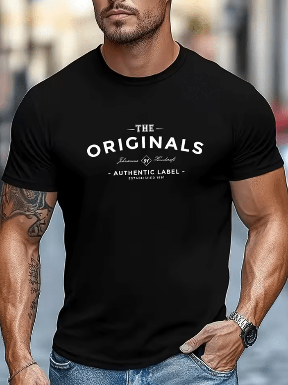 Men’s Cotton Sport T-Shirt – Breathable “The Originals” Letter Print Tee – Casual Summer Streetwear Short Sleeve Top – Fashion Leisure Brand Style