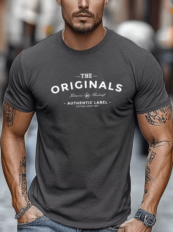 Men’s Cotton Sport T-Shirt – Breathable “The Originals” Letter Print Tee – Casual Summer Streetwear Short Sleeve Top – Fashion Leisure Brand Style