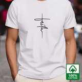 Men’s 100% Cotton Summer T-Shirt – Loose Fit “Faith” Print Short Sleeve Tee – Casual Sport Style, Round Neck Breathable Top for Daily Wear & Street Fashion