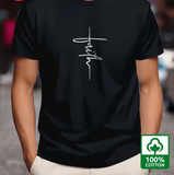Men’s 100% Cotton Summer T-Shirt – Loose Fit “Faith” Print Short Sleeve Tee – Casual Sport Style, Round Neck Breathable Top for Daily Wear & Street Fashion