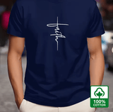 Men’s 100% Cotton Summer T-Shirt – Loose Fit “Faith” Print Short Sleeve Tee – Casual Sport Style, Round Neck Breathable Top for Daily Wear & Street Fashion