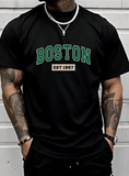 Men’s Letter Print T-Shirt – Round Neck Casual Commute Tee – Breathable Short Sleeve D-Tee for Summer & All-Season Comfort – Soft Cotton Street Style Top