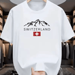 Men’s Summer T-Shirt – Loose Fit Swiss Mountain Print Tee – Casual Sports Style Round Neck Short Sleeve Top – Breathable Outdoor-Inspired Fashion