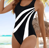 Slim Fit Round Neck One-Piece Swimsuit – Sporty, Stylish & Comfortable – Women’s Summer Swimwear