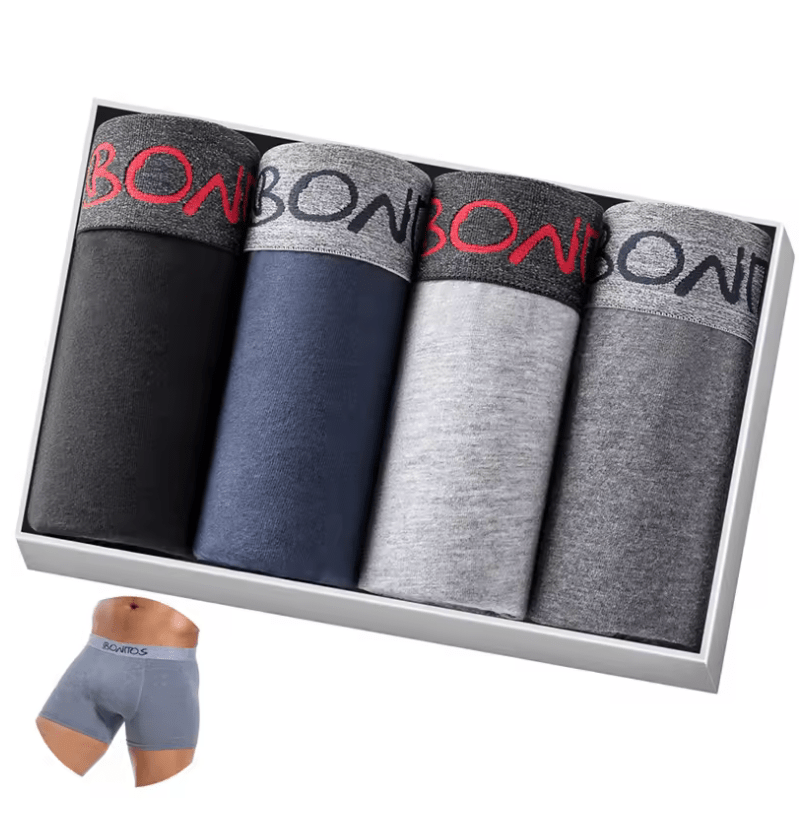 4PCS Men’s Cotton Boxer Shorts – High-Quality Underwear Trunks | Comfortable, Breathable, Sexy Underpants