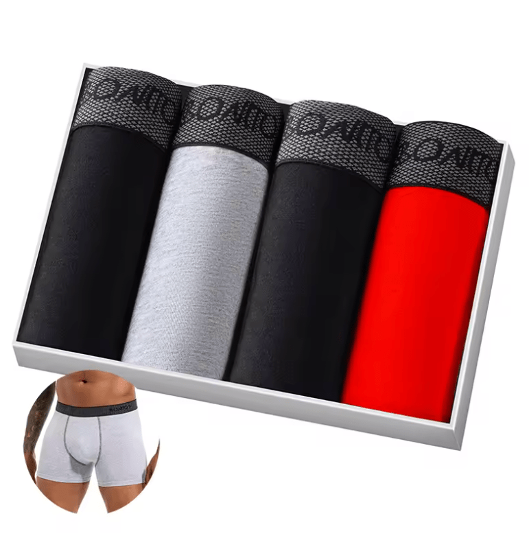 4PCS Men’s Cotton Boxer Shorts – High-Quality Underwear Trunks | Comfortable, Breathable, Sexy Underpants