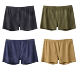 4PCS Men’s Cotton Boxer Shorts – Loose Fit, Comfortable Sleep & Home Underwear | Casual Striped & Plaid Underpants
