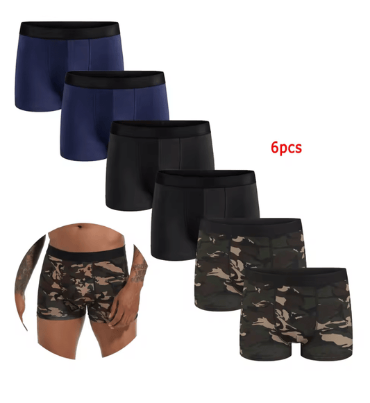 6PCS Men’s Black Boxer Shorts – Soft, Breathable Cotton Underwear | Comfortable Daily Underpants for Men (2025)