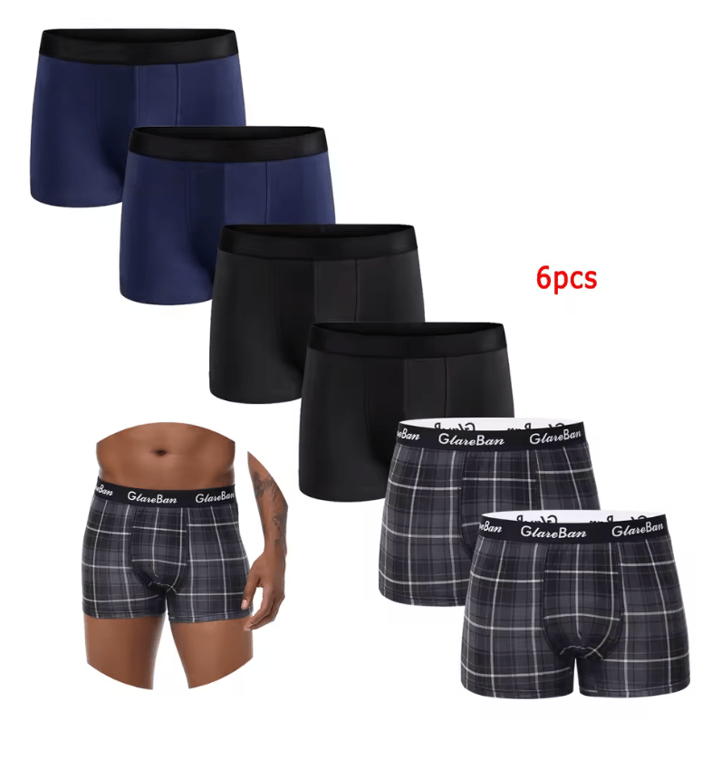 6PCS Men’s Black Boxer Shorts – Soft, Breathable Cotton Underwear | Comfortable Daily Underpants for Men (2025)
