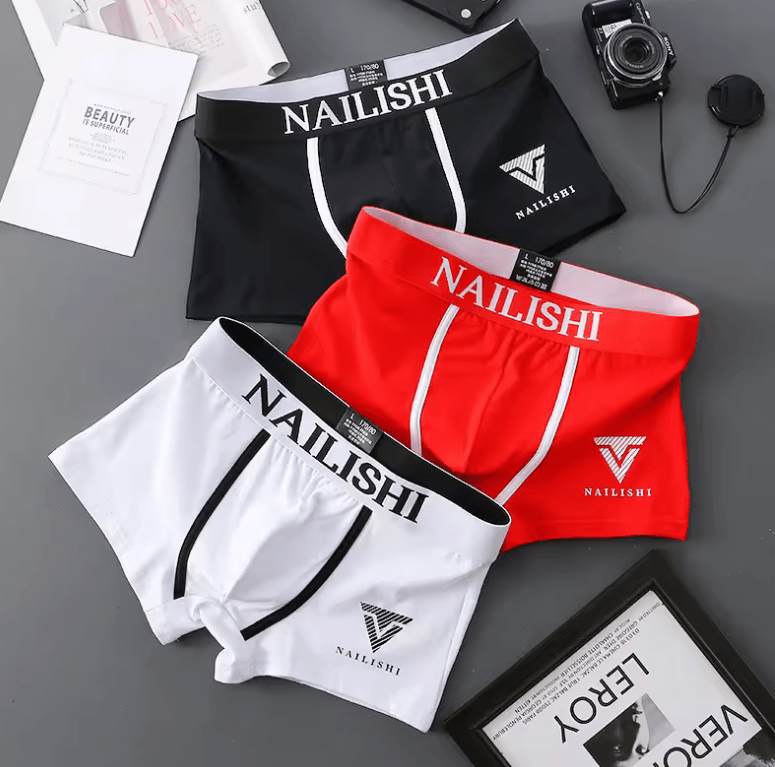 2PCS Men’s Cotton Boxer Shorts – Trendy Mid-Waist Breathable Underwear | Youth Style with Letter Print Design