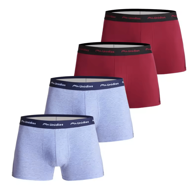 4PCS Men’s Cotton Boxer Briefs – Solid Color, High-Quality Underwear | Fashionable & Sexy Trunks for Men