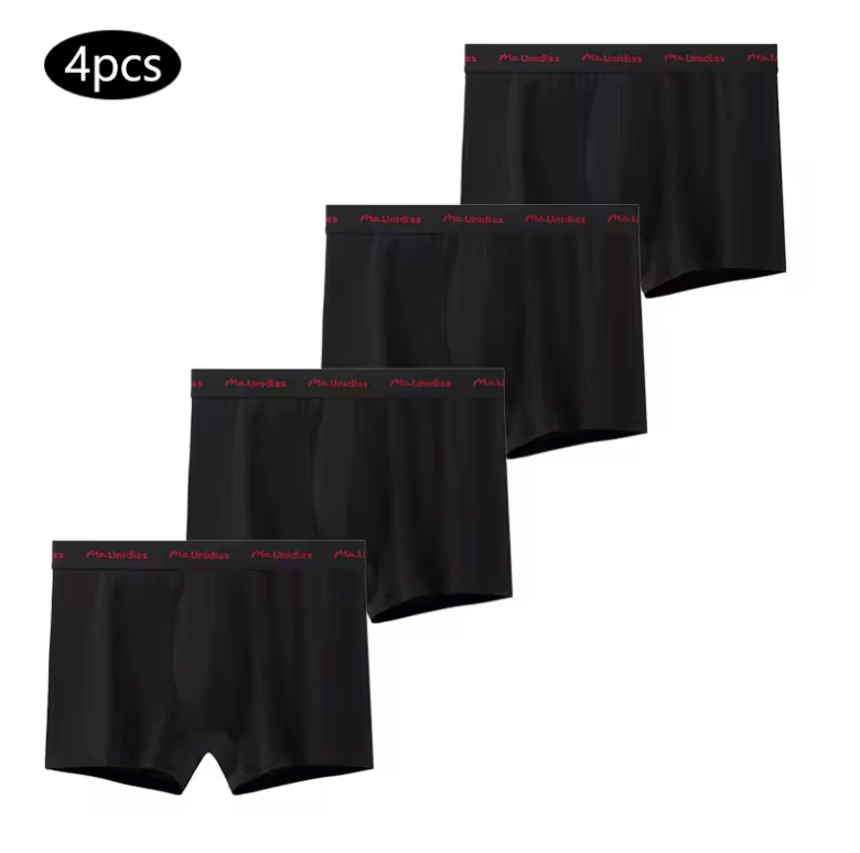 4PCS Men’s Cotton Boxer Briefs – Solid Color, High-Quality Underwear | Fashionable & Sexy Trunks for Men