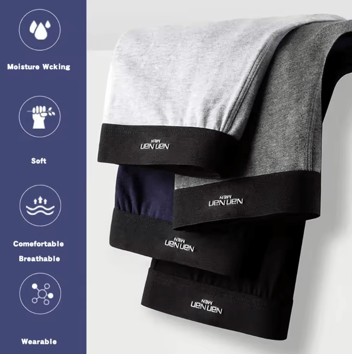 4-Pack Men’s Boxer Shorts – Soft Cotton Underwear with 3D Pouch, Breathable & Comfortable, Large Sizes Available