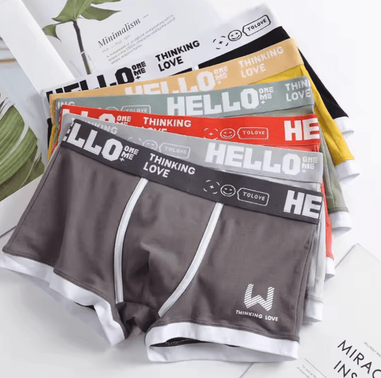 6-Pack Men’s Cotton Boxer Shorts – Soft & Breathable Underwear with Letter Waistband, 3 Colors, Sizes L–3XL