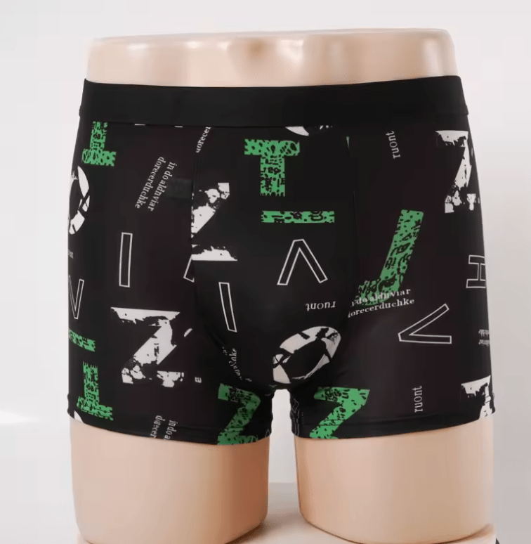 4-Pack Men’s Black Boxer Shorts – Breathable Letter Print Underwear for Casual & Sports Wear
