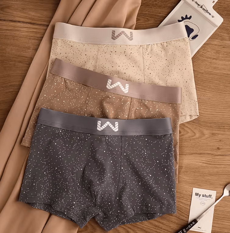 3-Pack Men’s 5A Antibacterial Cotton Boxer Briefs – Starry Sky Print, Breathable & Comfortable U-Pouch Underwear
