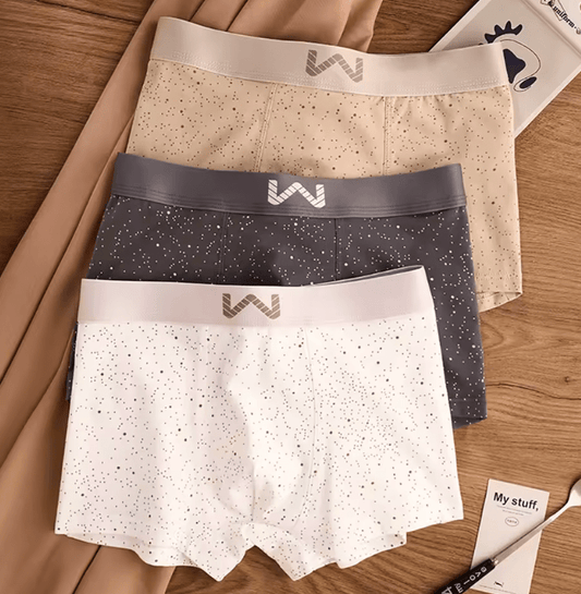 3-Pack Men’s 5A Antibacterial Cotton Boxer Briefs – Starry Sky Print, Breathable & Comfortable U-Pouch Underwear