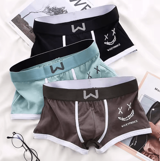 3-Pack Men’s Cotton Boxer Briefs – Breathable, Sexy U-Pouch Underwear with Smiling Face Print