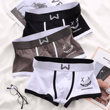 3-Pack Men’s Cotton Boxer Briefs – Breathable, Sexy U-Pouch Underwear with Smiling Face Print