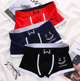 3-Pack Men’s Cotton Boxer Briefs – Breathable, Sexy U-Pouch Underwear with Smiling Face Print