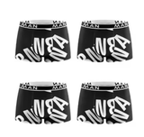 4-Pack Men’s Seamless Boxer Briefs – Breathable, Letter Print, Plus Size Underwear