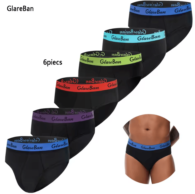 6-Pack Men’s Fashion Boxer Briefs – Luxury Brand-Style Underwear Set