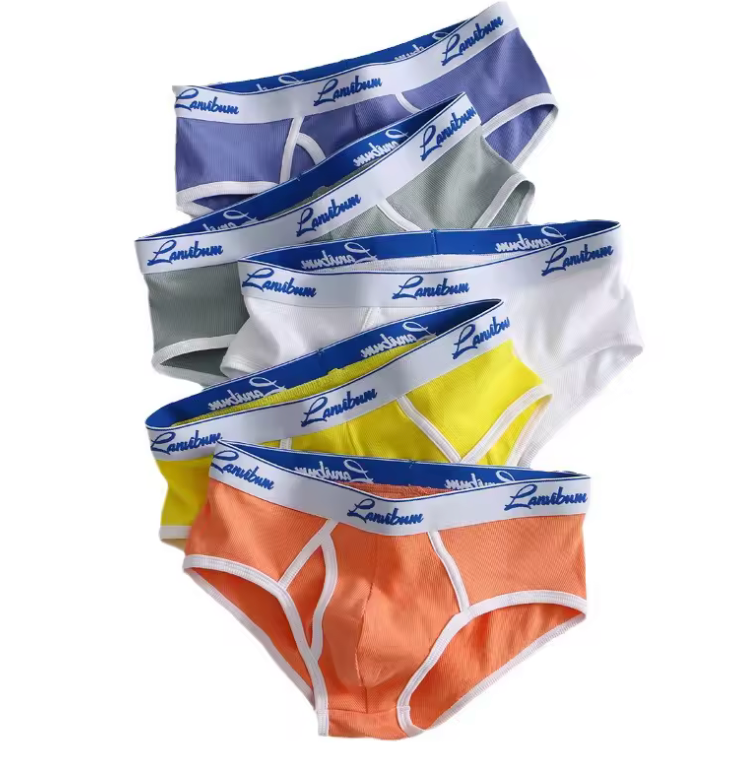 Men’s Mid-Waist Cotton Briefs – Breathable Solid Color Youth Underwear