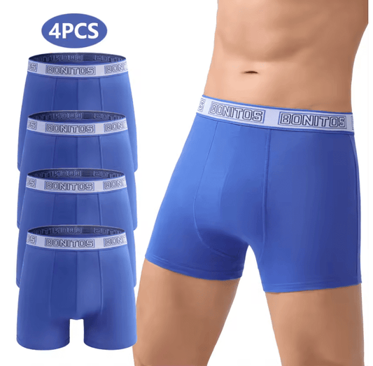 4-Pack Men’s Polyester Boxer Briefs – Sexy Medium-Long Underwear with Letter Waistband