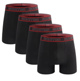 4-Pack Men’s Polyester Boxer Briefs – Sexy Medium-Long Underwear with Letter Waistband