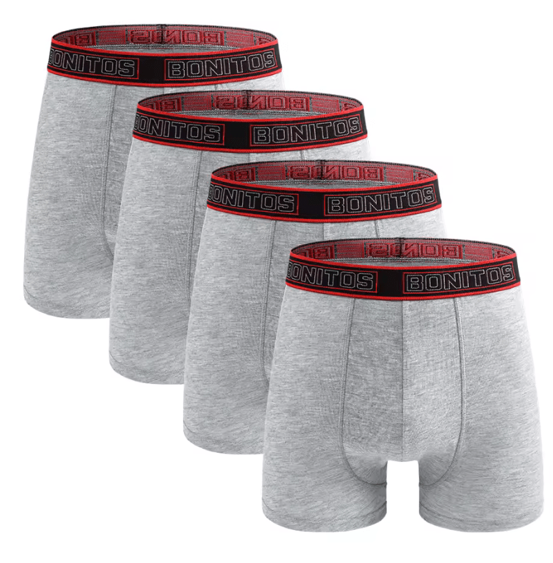 4-Pack Men’s Polyester Boxer Briefs – Sexy Medium-Long Underwear with Letter Waistband