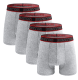 4-Pack Men’s Polyester Boxer Briefs – Sexy Medium-Long Underwear with Letter Waistband