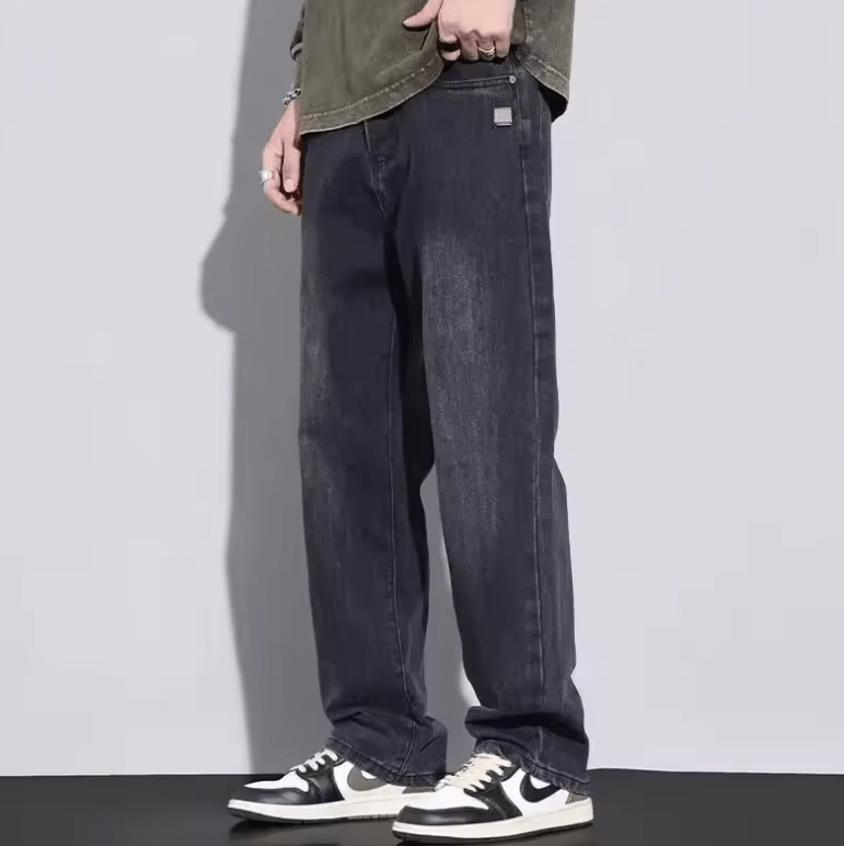 Men’s Retro Straight-Leg Jeans – High-End Loose Fit Wide-Leg Denim Pants for Summer