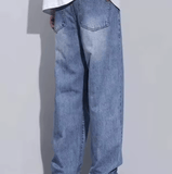 Men’s Retro Straight-Leg Jeans – High-End Loose Fit Wide-Leg Denim Pants for Summer