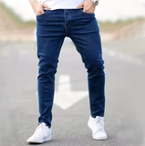 Men’s Slim-Fit Gray Jeans – 98% Cotton Skinny Denim Pants for Casual & Streetwear