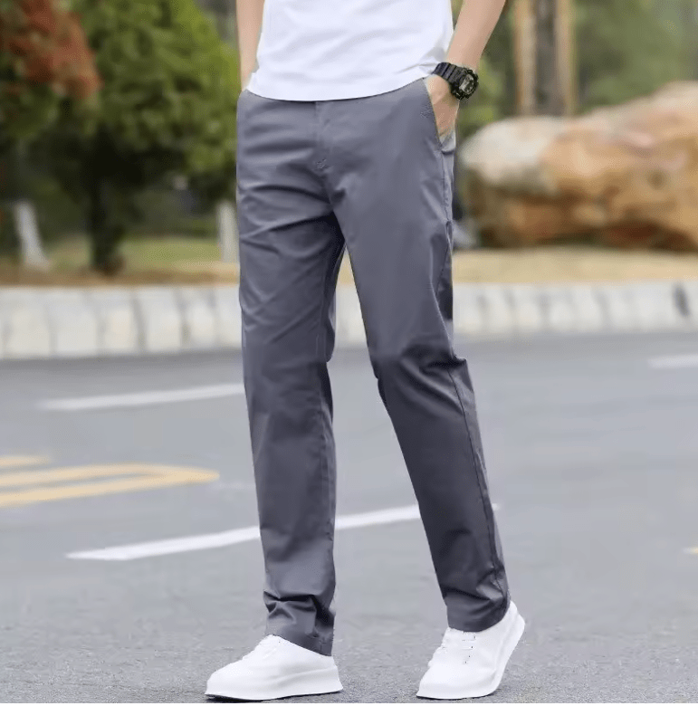 Men’s Loose Straight-Leg Casual Pants – Lightweight, Elastic Fit for Spring & Autumn