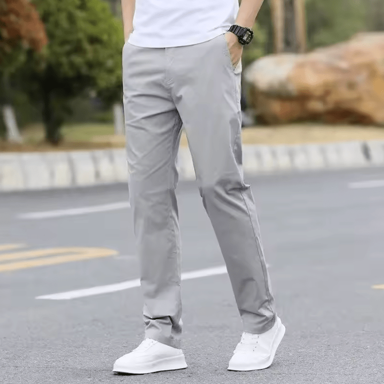 Men’s Loose Straight-Leg Casual Pants – Lightweight, Elastic Fit for Spring & Autumn