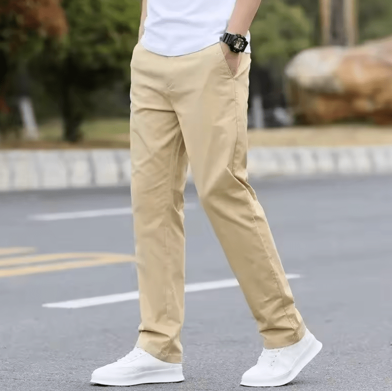 Men’s Loose Straight-Leg Casual Pants – Lightweight, Elastic Fit for Spring & Autumn