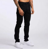 Men’s Slim-Fit Black Stretch Denim Jeans – Trendy Casual Tapered Pants with Slimming Effect