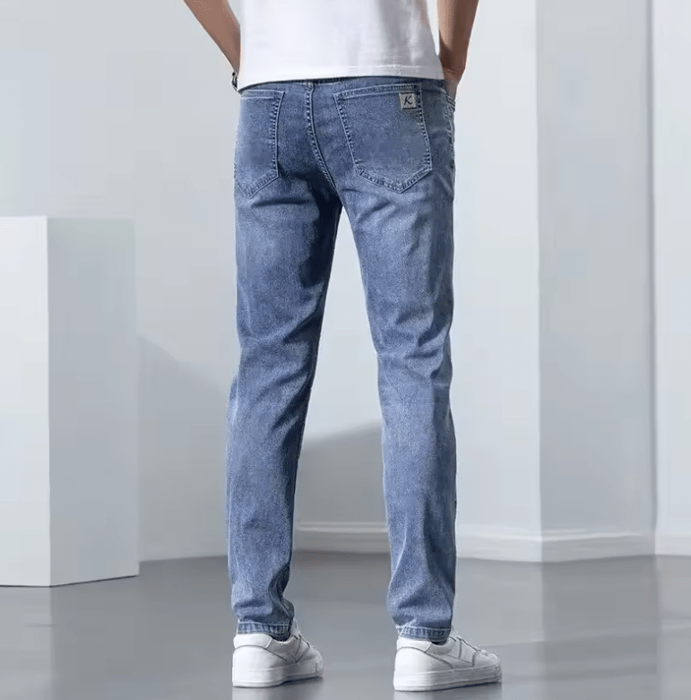 Men’s Jeans Spring-Autumn 2025 – Slim Fit Casual, Hong Kong Style Loose Fit, Trendy Straight Leg Denim Trousers