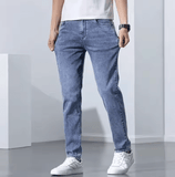 Men’s Jeans Spring-Autumn 2025 – Slim Fit Casual, Hong Kong Style Loose Fit, Trendy Straight Leg Denim Trousers